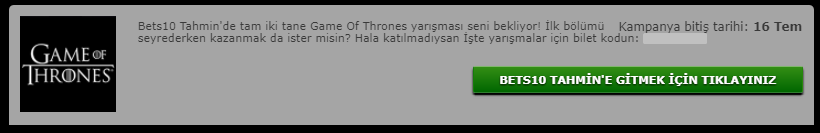 Game of Thrones Bonus Yarışması