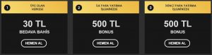 Mobil Bahis 30 TL Bedava Bahis + 500 TL Bonus + 500 TL Bonus